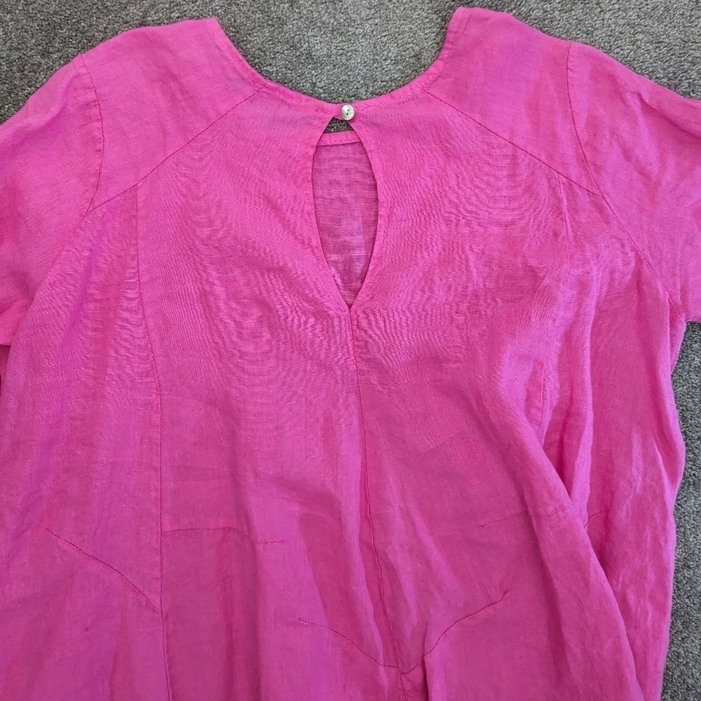 VIVIAN Shyu hot pink linen short sleeve dress Small / Medium - Picture 9 of 13